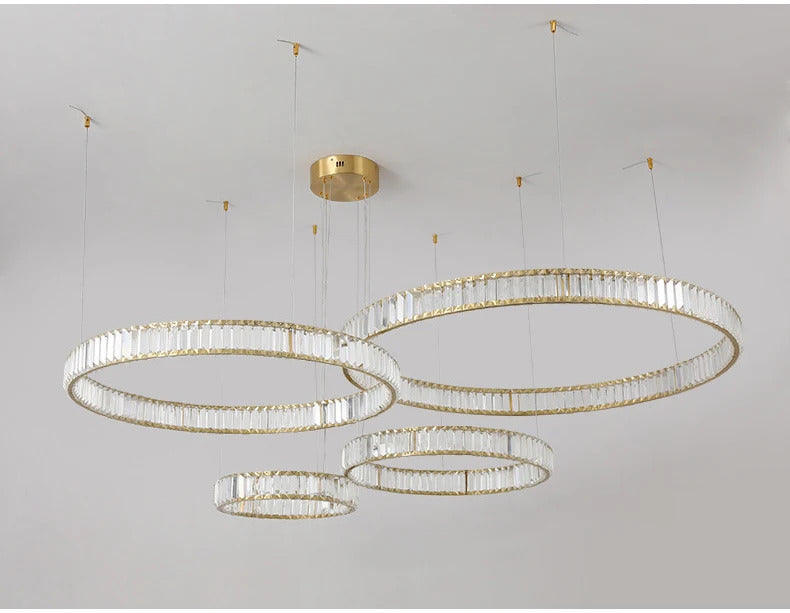 Luxury Crystal LED Pendant Lights Home Villa Living Room Dimmable Lighting Lustre Decoration Ceiling Chandelier Lamps Fixtures