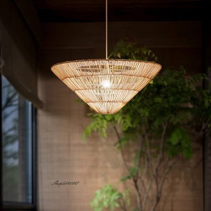 Nordic Umbrella Rattan Pendant Light Wabi sabi pendant lamp