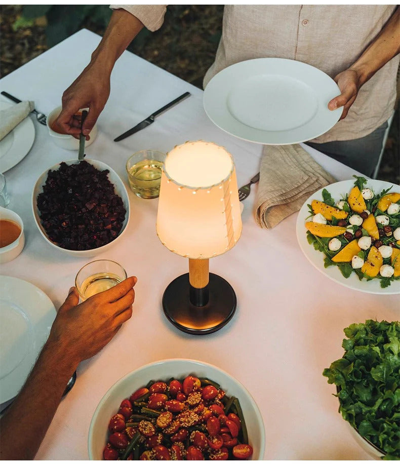 Spanish Creative Retro Nostalgic Rechargeable Table Lights LED Restaurant Bar Counter Bedroom Bedside Fabric Nighting Desk Lamps