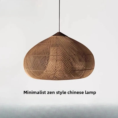 Japanese Wabi-Sabi Rattan Pendant Light Hand-Woven Boho Lamp
