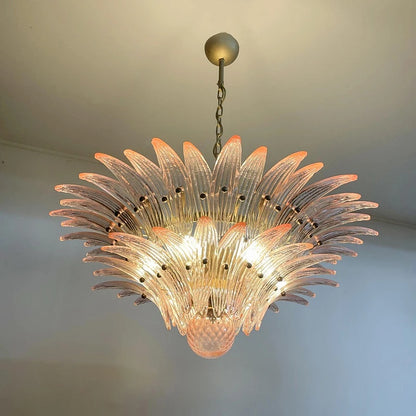 Glass Palmette Transparent Chandelier