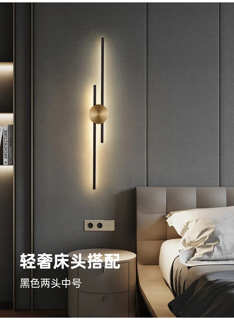 Modern Long Wall Lamp luxury minimalist black gold background LED Wall lights