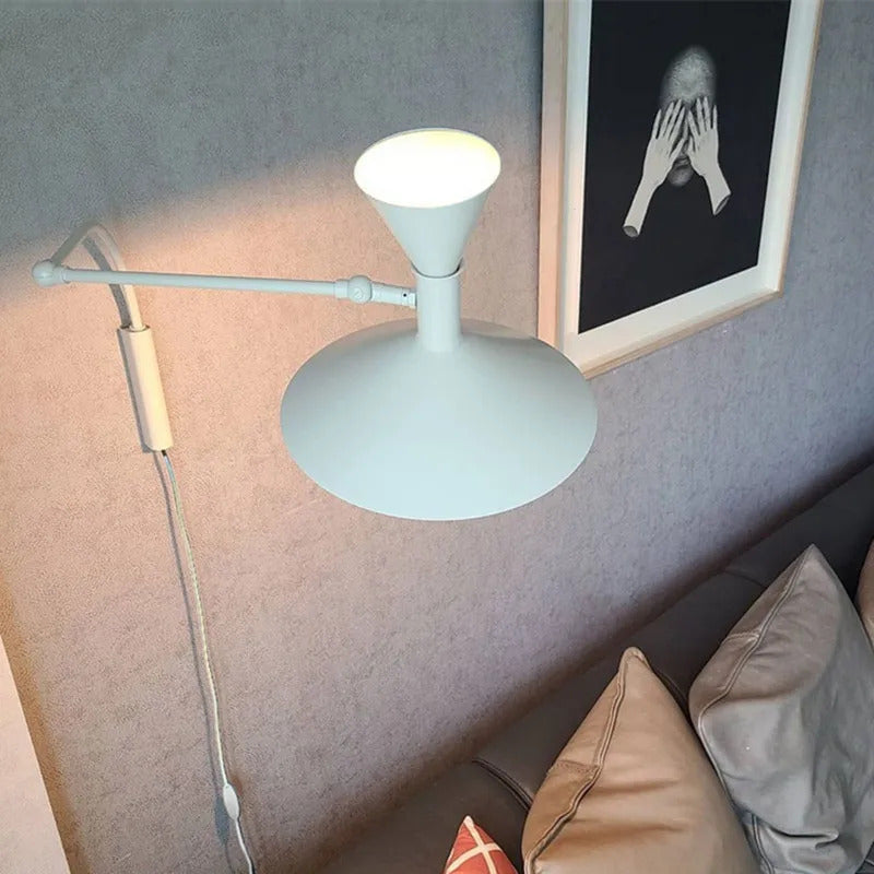 Marseille Wall Lamp White Black Metal Trumpet Swing Arm Sconce Lamp