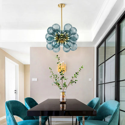 Our blue bubble Chandelier dining table light fixtures