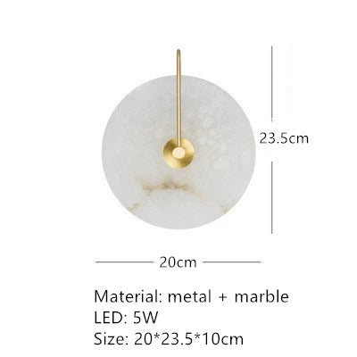 MEDIAN Wall Lamp Round Shape Gold Natural marble LED Wall sconce lighting