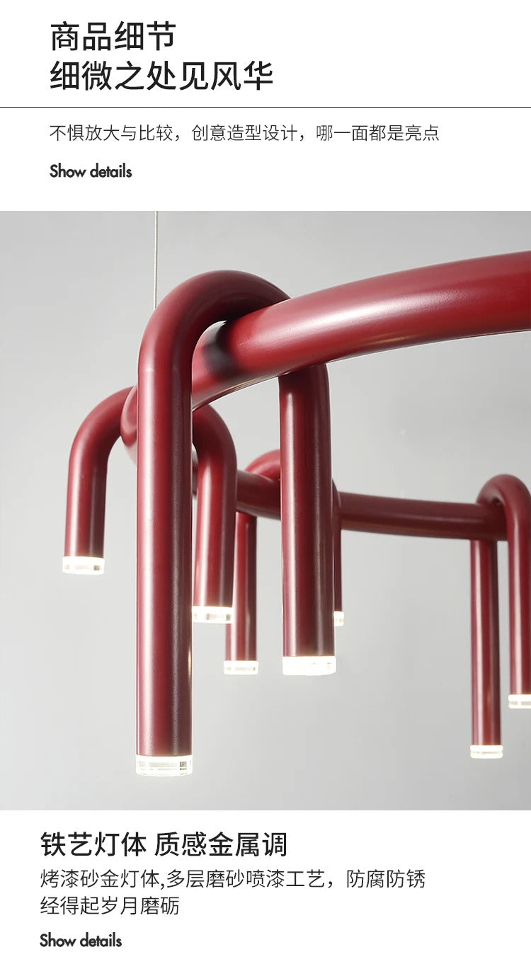 Nordic U-shaped Pendant lamp water pipe long strip Chandelier
