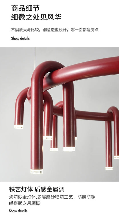 Nordic U-shaped Pendant lamp water pipe long strip Chandelier