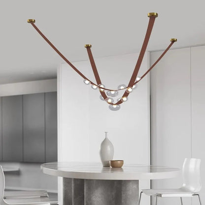 Italian Designer Loft Chandelier Luxury Leather Hanging Pendent Light