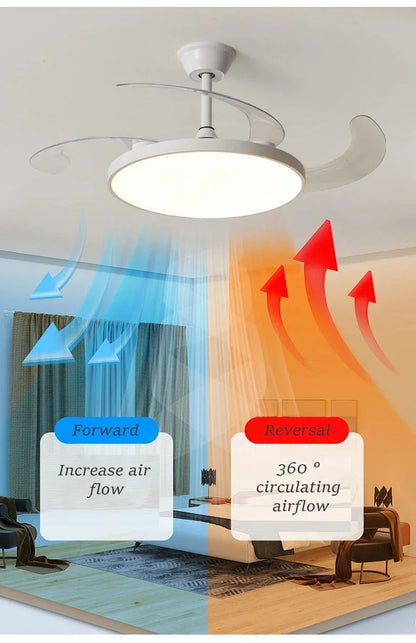 Ceiling Fan With Light Modern Remote Smart Invisible Ceiling Fan Bedroom Lamp