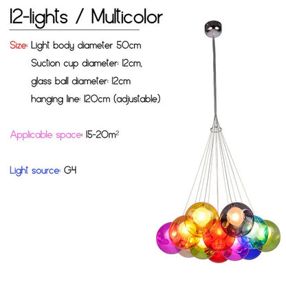Nordic LED Bubble Lamp Chandelier Modern Clear Glass Ball Suspension Lamp