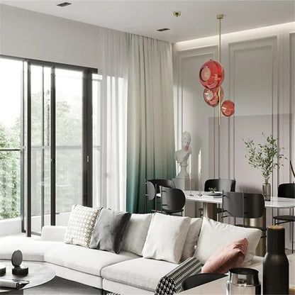 Nordic red glass globe chandelier restaurant shop modern italian design lamp