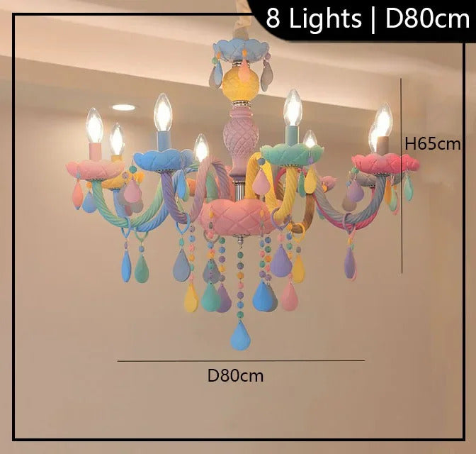 European Children rainbow chandelier Bedroom Princess room kawaii light