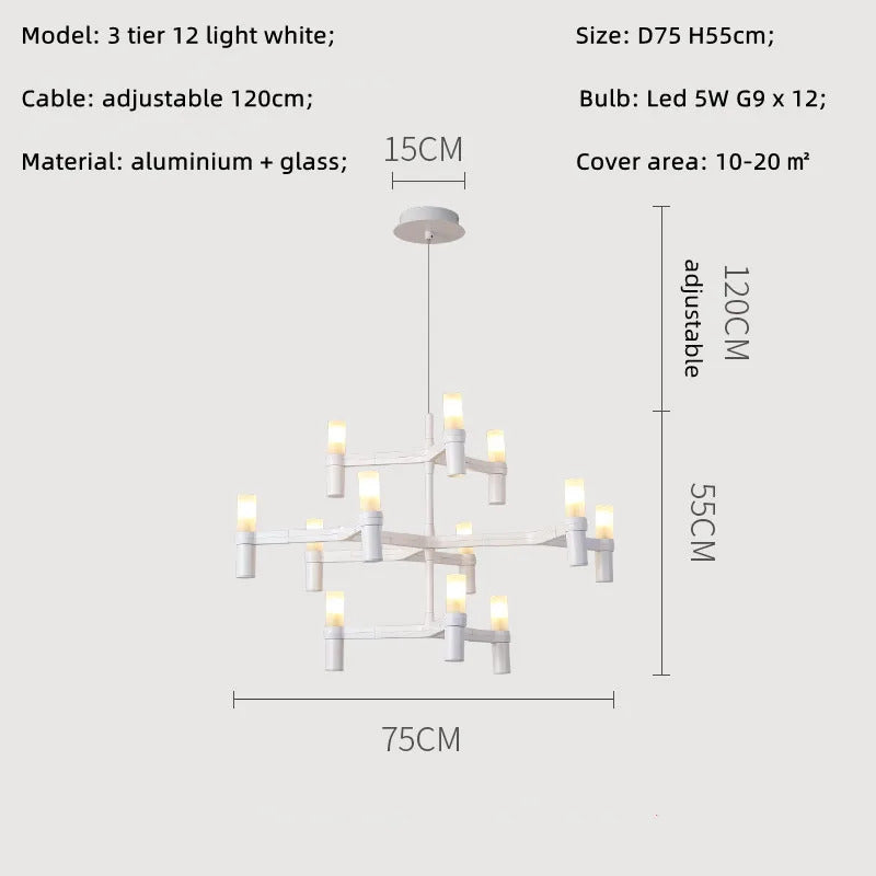 Crown Major Chandelier Nordic Tube Silver Chandelier Modern Led Luxury Chandelier