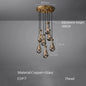 Luxury All Copper LED Pendant Light Modern Water drop Glass chandelier