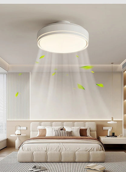 Modern Bladeless Ceiling Fans Round Flush Mount Fan Light