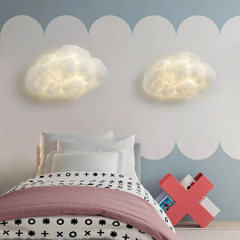 Novelty Cloud Wall Sconce Light Kids Children Bedroom Bedside Cartoon Cotton wall lamp