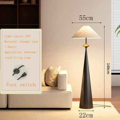 Wabi-sabi Floor Lamp Cloth Cover Art Decorative Bedroom Bedside Floor Light