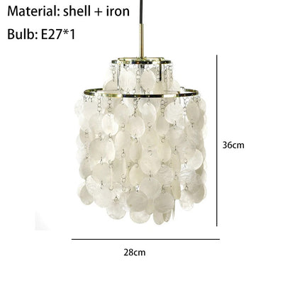 Real Shell Pendant Lights Gold Chrome Metal Romantic Beautiful Hanging Lamp Euphonious Voice E27 For Foyer Bedroom Dining Room