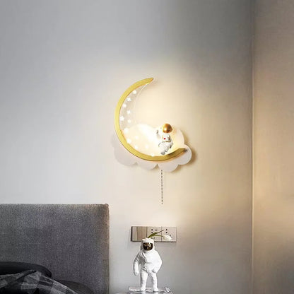 Modern Kids Room Ceiling Fan Light Cartoon Moon Astronaut children bedroom hanging Light