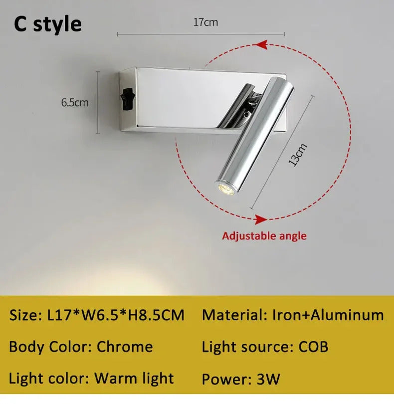 Modern Bauhaus silver small wall lamp Nordic simple bedroom bedside wall light