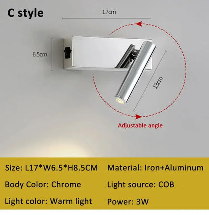 Modern Bauhaus silver small wall lamp Nordic simple bedroom bedside wall light