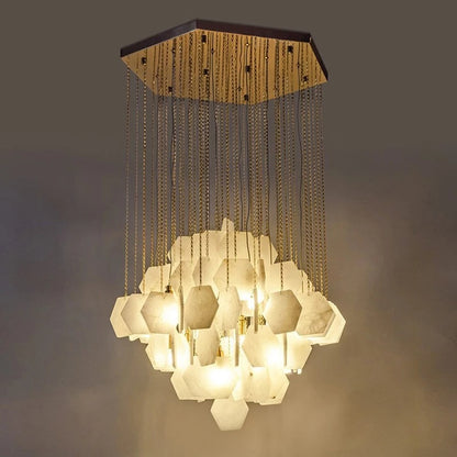 Hexa Alabaster Cascade Chandelier
