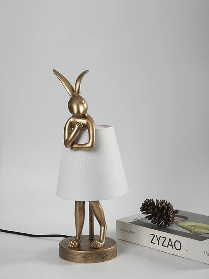 Nordic LED rabbit table lamp Designer resin rabbit desk lamp for study bedroom children's room reading led light bedside lamp