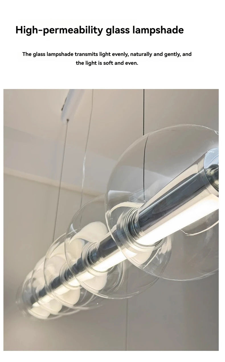 Italian Glass Bubble Pendant Light Dining Room Table Luce Sferica Glass Linear Lights Chandelier for Kitchen Island Bar Counter