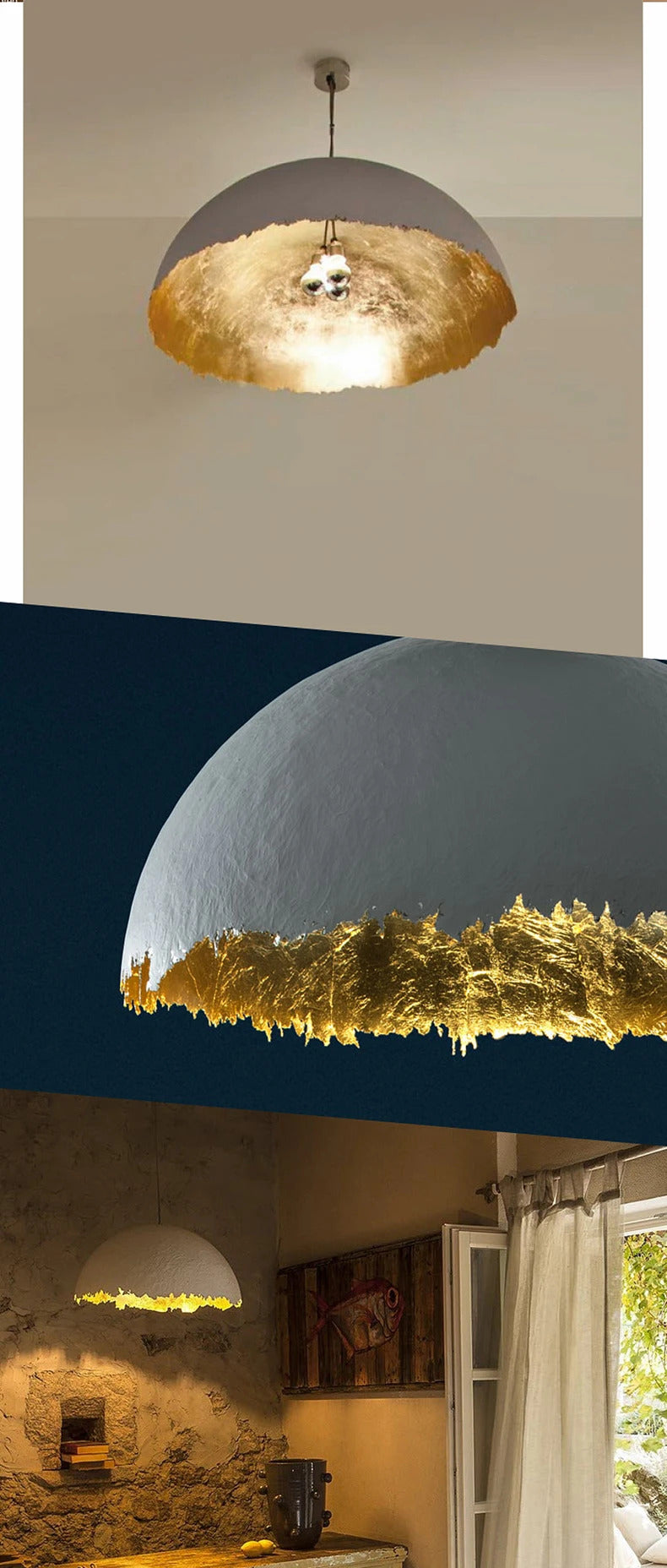 PostKrisi Pendant light Nordic eggshell Round Gold Foil Pendant lamp