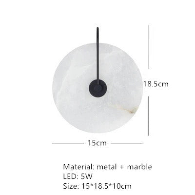 MEDIAN Wall Lamp Round Shape Gold Natural marble LED Wall sconce lighting