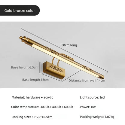 Europe Retro LED Mirror wall lamp Luxury gold bathroom cabinet mirror Headlight