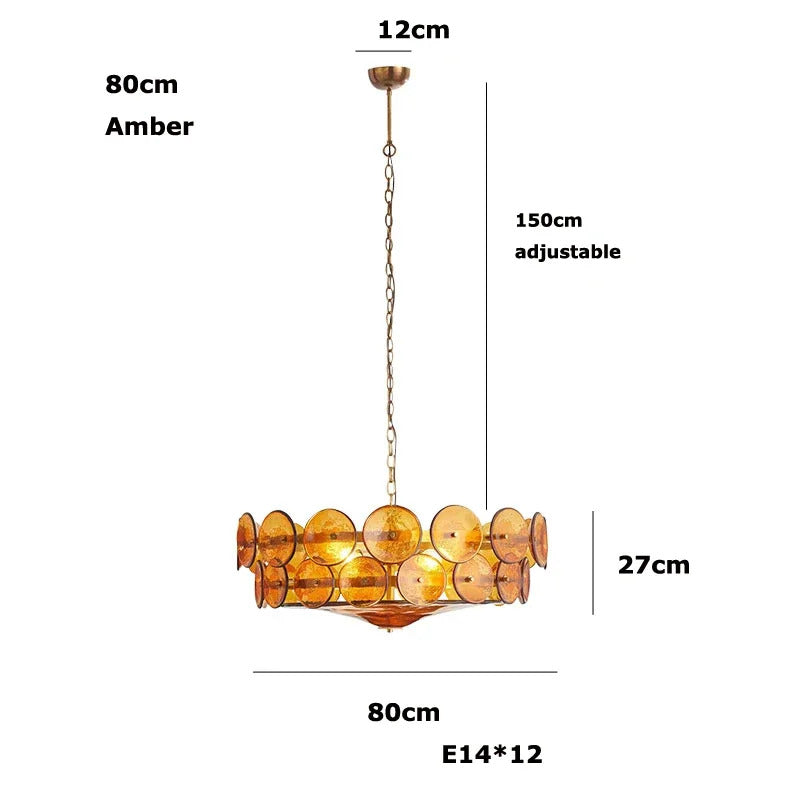 Lorenzo Chandelier Vintage French Living Room Hanging Lamp Orange Chandelier