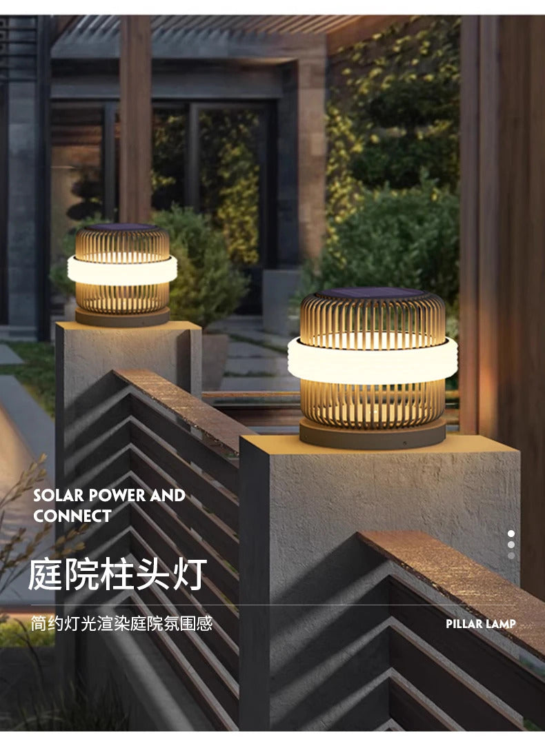 Outdoor wall column head lamps Waterproof solar floor lights  Pillar Wall lighting LED