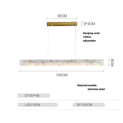 Marble Rectangular long strip Chandelier Modern Luxury resin acrylic Gold Pendant light