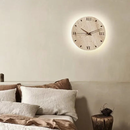 Creative Cave Stone Clock Wall Lamp Wabi Sabi Background Wall Light sconce
