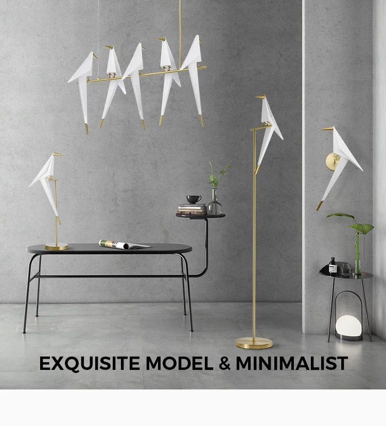 Perch Light Chandeliers designer bird lamps For Restaurant Children's Room paper cranes origami lamp bedroom room Swing light