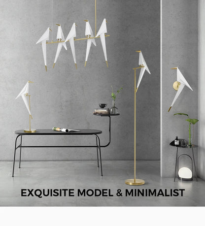 Perch Light Chandeliers designer bird lamps For Restaurant Children's Room paper cranes origami lamp bedroom room Swing light