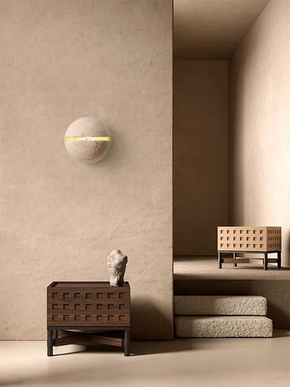 Natural Stone globe wall lamp Yellow cave stone Retro Art sconce Light