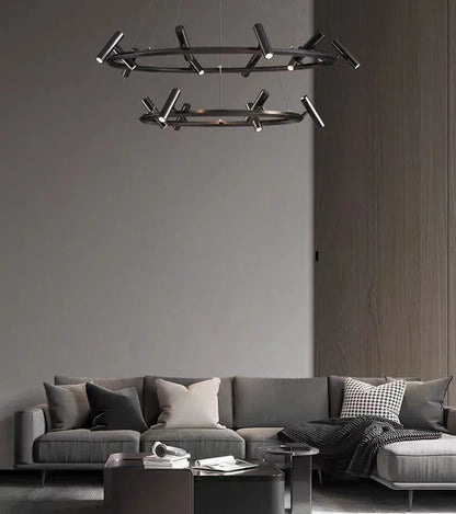 Nordic ring Chandelier balck Metal adjustable spot lamp living room Dining Room Kitchen Indoor Lighting led round Pendant light