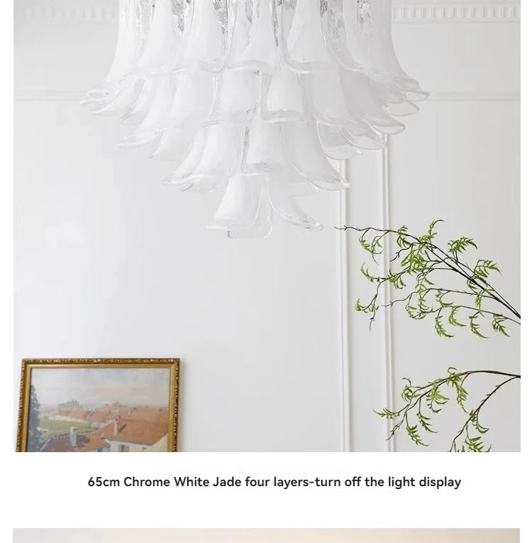 White Petal Glass chandelier French branch shaped crystal pendant light