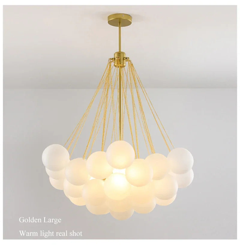 Nordic Simple Frosted Glass Bubble Ball Chandelier Bedroom Clothing Store Lamp Cloud Soft Look Children Room Pendant Lights LED