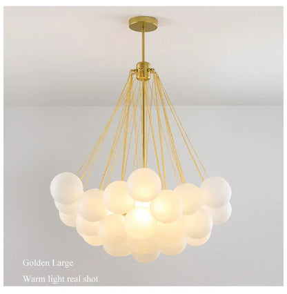 Nordic Simple Frosted Glass Bubble Ball Chandelier Bedroom Clothing Store Lamp Cloud Soft Look Children Room Pendant Lights LED