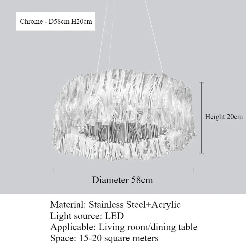 Accordéon Suspension pendant light LED pleated acrylic chandelier