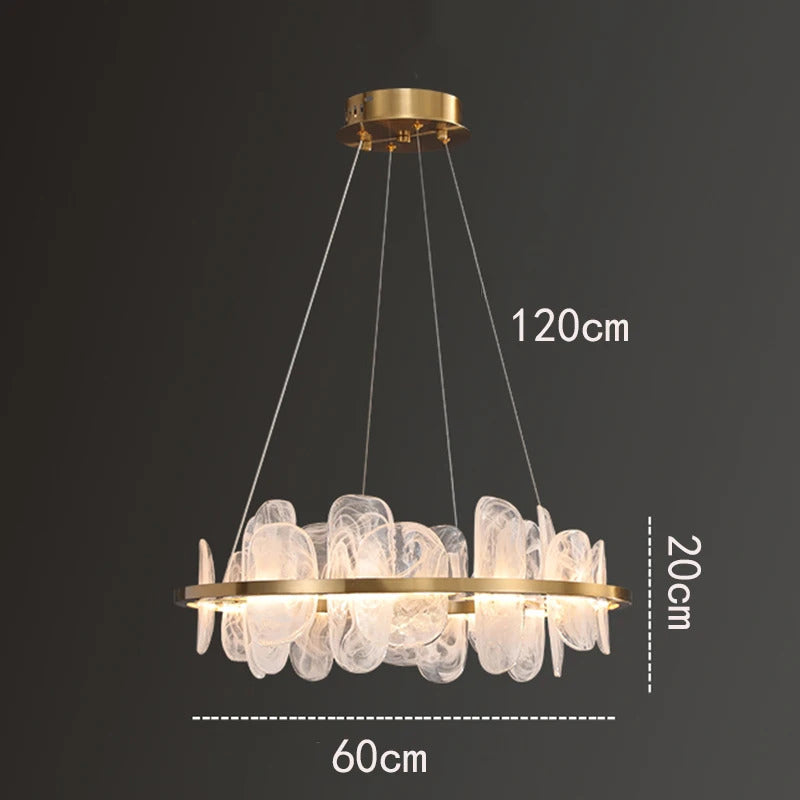 Modern Luxury crystals Ring Chandelier Italian designer glass golden pendant light