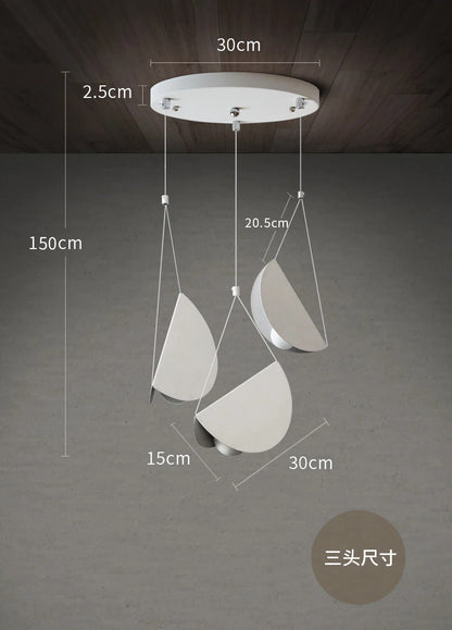 Nordic minimalist pendant light metal fly folded paper LED trumpet lamp