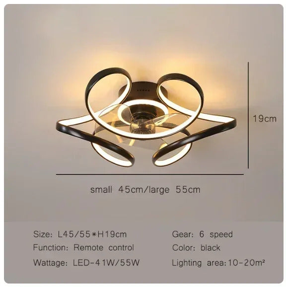 Nordic Intelligent Fan Light Color Dimming and Silent Remote Control Bedroom Lighting