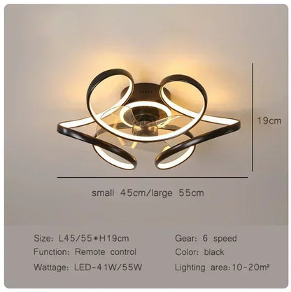 Nordic Intelligent Fan Light Color Dimming and Silent Remote Control Bedroom Lighting