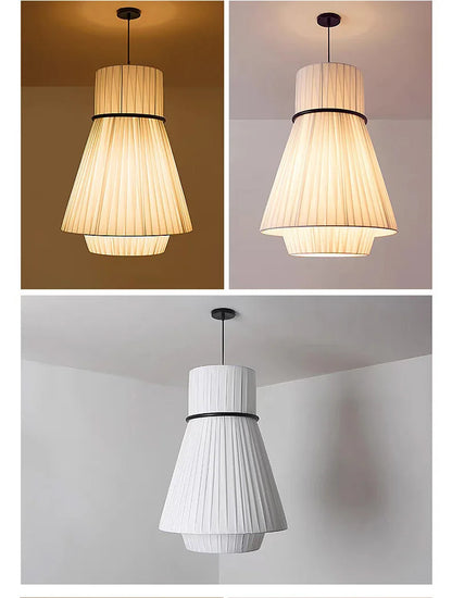 Wabi Sabi White Fabric Pendant Lamp Nordic Restaurant Decoration Cloth Chandelier