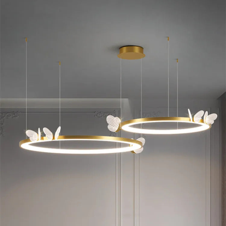 Nordic ring pendant light Acrylic butterfly lights Creative Gold luxury pendant light