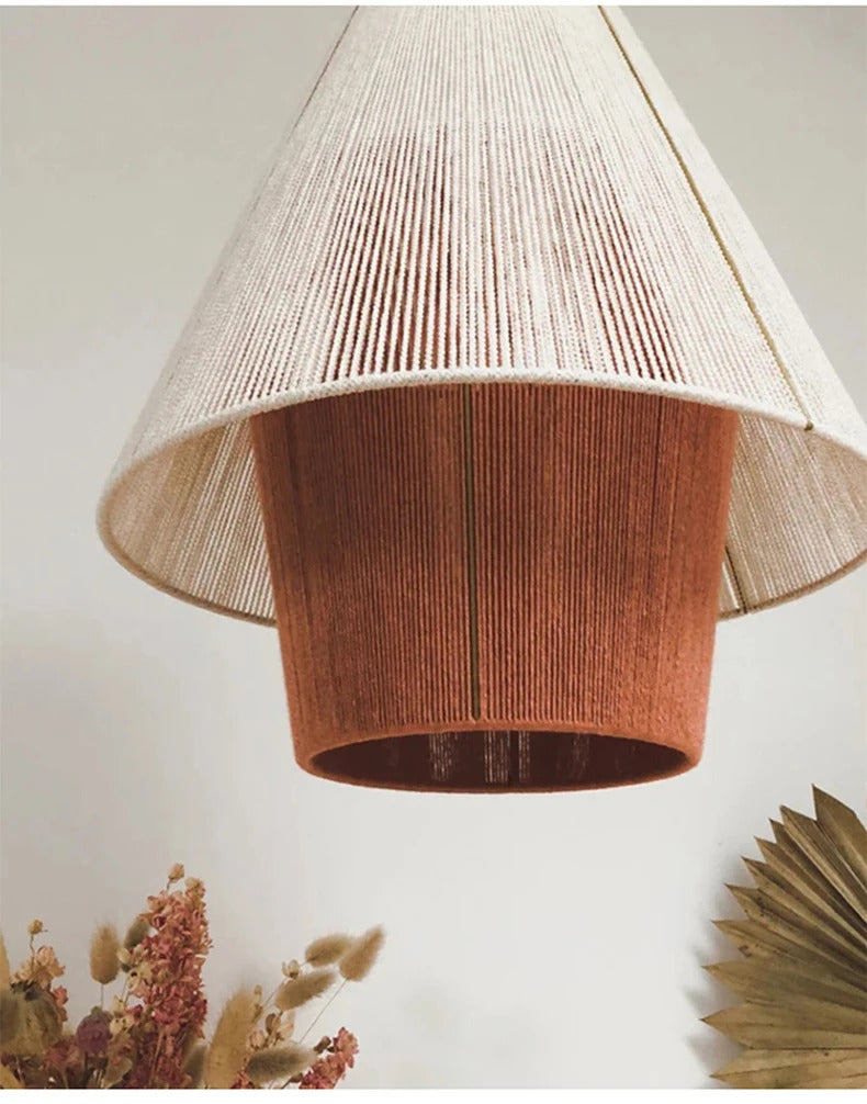 Vintage Wabi Sabi Pendant Lamp Hemp Rope Chandelier